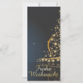 Blauw kerstmotief met gouden kerstboom (Voorkant)