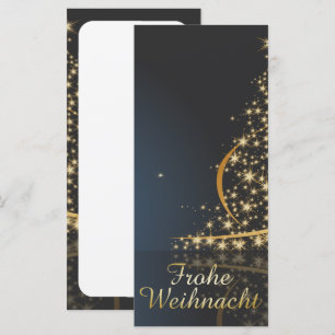 Blauw kerstmotief met gouden kerstboom
