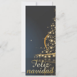 Blauw kerstmotief met gouden kerstboom. feestdagenkaart