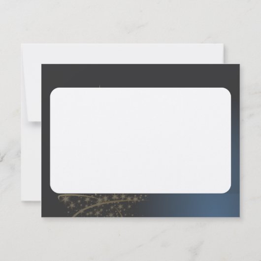 Blauw kerstmotief met gouden kerstboom. kaart (Achterkant)