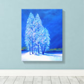 Blauw kerstnummer 3 canvas afdruk (Insitu (Houten vloer))