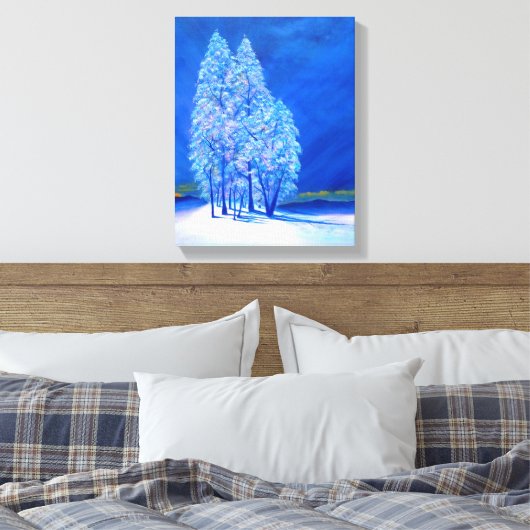 Blauw kerstnummer 3 canvas afdruk (Insitu (Slaapkamer))
