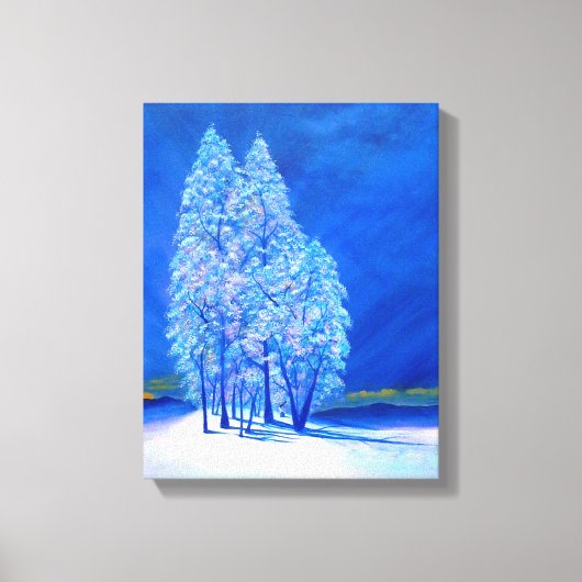 Blauw kerstnummer 3 canvas afdruk (Voorkant)