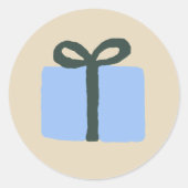 Blauw kerstontwerp voor Cadeau Klassieke ronde Ronde Sticker (Voorkant)