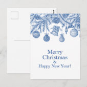 Blauw Kerstornament Chinoiserie Briefkaart (Voorkant / Achterkant)