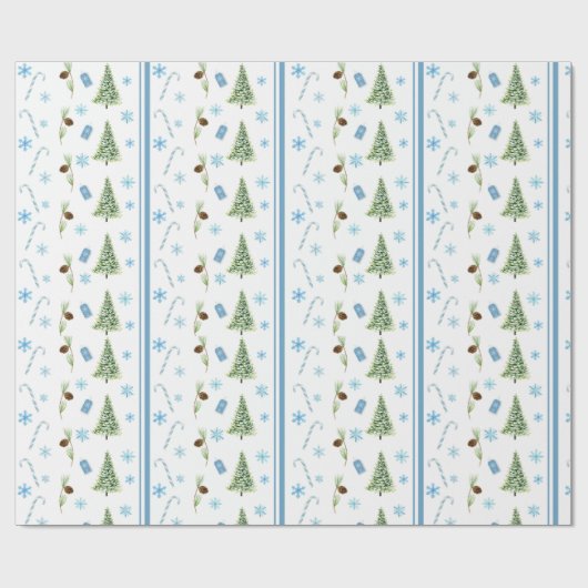 Blauw kerstpapier cadeaupapier (Vlak)