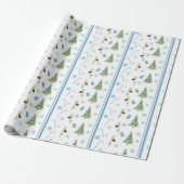 Blauw kerstpapier cadeaupapier (Uitgerold)