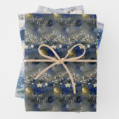 Blauw kerstpapier inpakpapier vel (In situ)