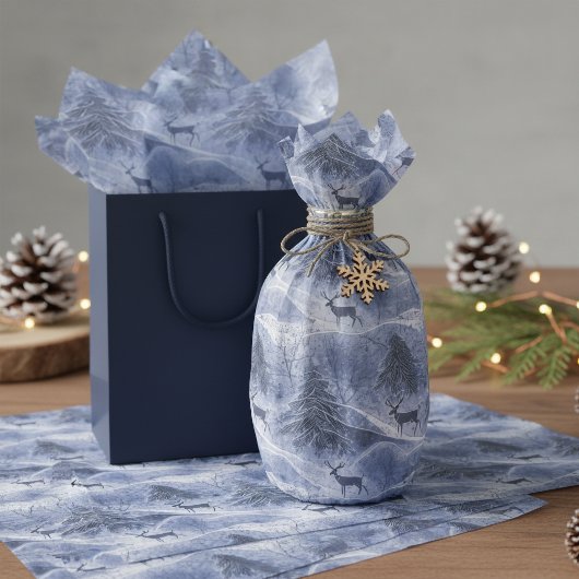 Blauw Kerstpatroon#13 ID1009 Tissuepapier