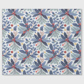 Blauw Kerstpatroon#17 ID1009 Cadeaupapier (Vlak)