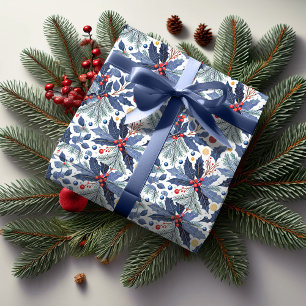 Blauw Kerstpatroon#17 ID1009 Cadeaupapier
