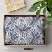 Blauw Kerstpatroon#17 ID1009 Tissuepapier (Geschenk)