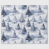 Blauw Kerstpatroon#3 ID1009 Cadeaupapier (Vlak)