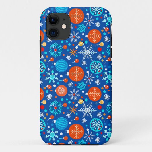 Blauw kerstpatroon Case-Mate iPhone case (Achterkant)