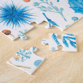 Blauw kerstpatroon legpuzzel (Zijkant)