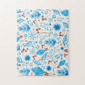 Blauw kerstpatroon legpuzzel (Verticaal)