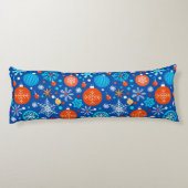 Blauw kerstpatroon lichaamskussen (Achterkant)
