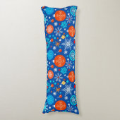 Blauw kerstpatroon lichaamskussen (Voorkant Verticaal)