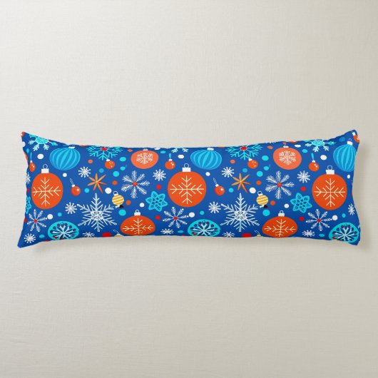 Blauw kerstpatroon lichaamskussen (Voorkant)