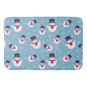 Blauw kerstpatroon met sneeuwpoppen en sneeuwvlokk badmat (Voorkant)