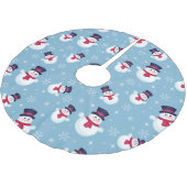 Blauw kerstpatroon met sneeuwpoppen en sneeuwvlokk kerstboom rok (Gekanteld)