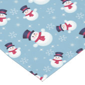 Blauw kerstpatroon met sneeuwpoppen en sneeuwvlokk korte tafelloper (Hoek)