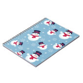 Blauw kerstpatroon met sneeuwpoppen en sneeuwvlokk notitieboek (Linkerzijde)