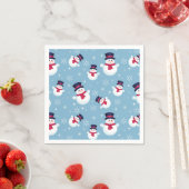 Blauw kerstpatroon met sneeuwpoppen en sneeuwvlokk servetten (Insitu)