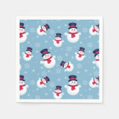 Blauw kerstpatroon met sneeuwpoppen en sneeuwvlokk servetten (Voorkant)