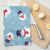 Blauw kerstpatroon met sneeuwpoppen en sneeuwvlokk theedoek (Quarter Fold)