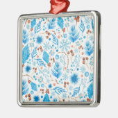 Blauw kerstpatroon metalen ornament (Links)