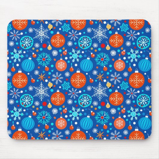Blauw kerstpatroon muismat (Voorkant)