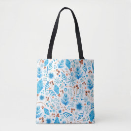 Blauw kerstpatroon tote bag
