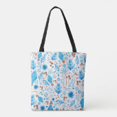 Blauw kerstpatroon tote bag (Achterkant)