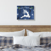 Blauw kerstreïndeercanvas canvas afdruk (Insitu (Slaapkamer))