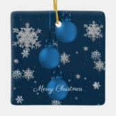 Blauw kerstsieraardenkeramisch Ornament (Voorkant)