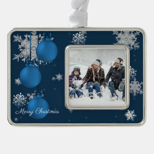 Blauw kerstsierfeestdag Ornament (Voorkant)