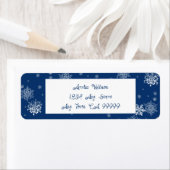 Blauw kerstsnowflakes etiket (Insitu)