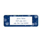 Blauw kerstsnowflakes etiket (Voorkant)