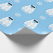 blauw kerstsnowschildpad polair beer cadeaupapier (Hoek)