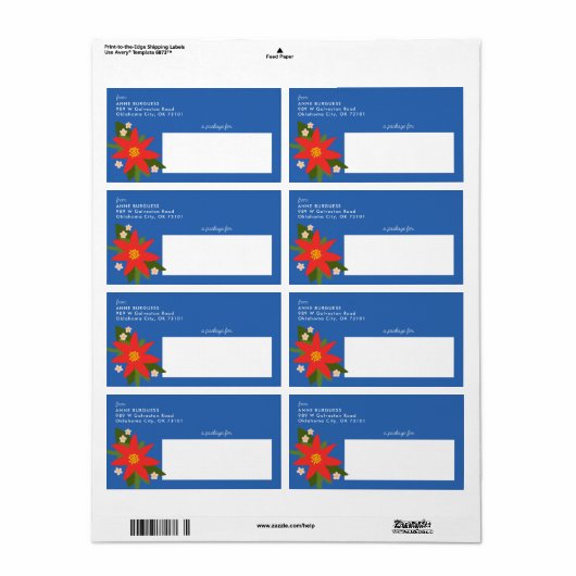 Blauw Kerstster Kerstdagen Verzendlabel (Full Sheet)