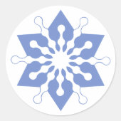 blauw kerstster Snowflake Ronde Sticker (Voorkant)