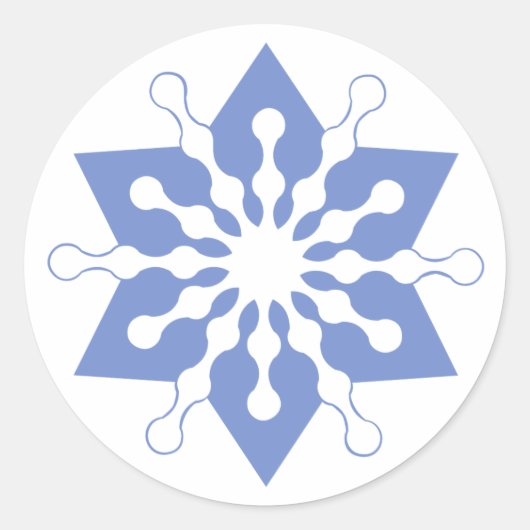  blauw kerstster Snowflake Ronde Sticker (Voorkant)