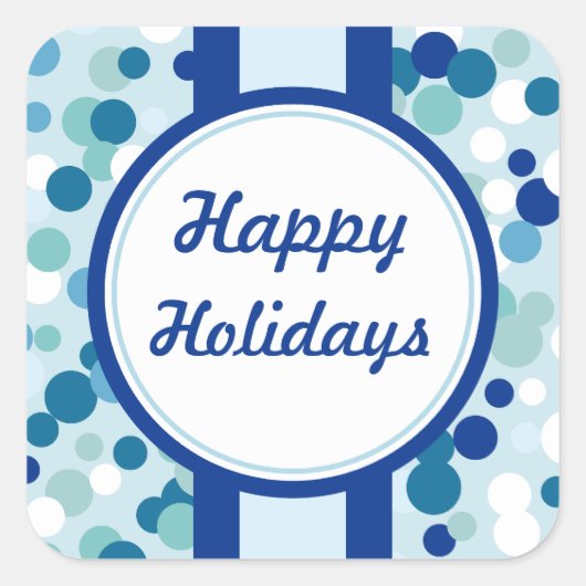 Blauw Kerststickers Vierkante Sticker (Voorkant)