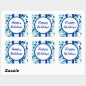 Blauw Kerststickers Vierkante Sticker (Vel)