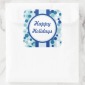 Blauw Kerststickers Vierkante Sticker (Tas)