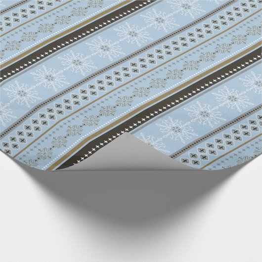  blauw kersttasje met snowflakes cadeautje cadeaupapier (Hoek)