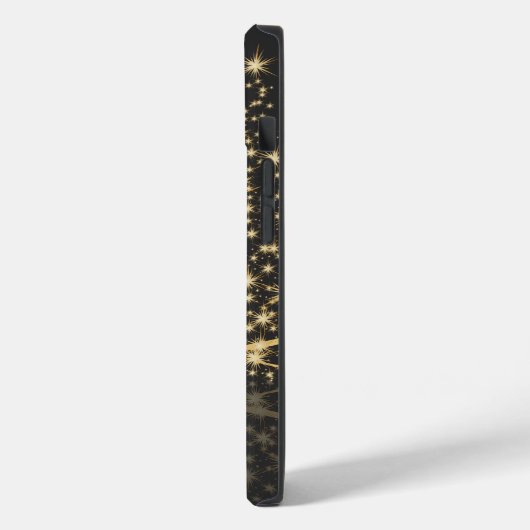 Blauw kerstthema met gouden kerstboom Case-Mate iPhone case (Achterkant / Links)