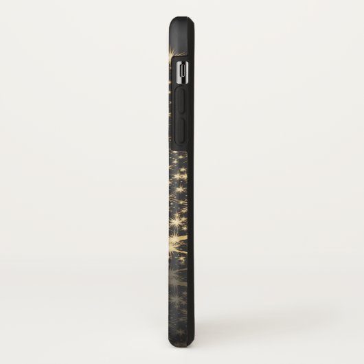 Blauw kerstthema met gouden kerstboom Case-Mate iPhone case (Achterkant/links)