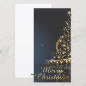 Blauw kerstthema met gouden kerstboom feestdagenkaart (Voorkant / Achterkant)